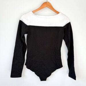 Emma & Sam Black and White Long Sleeve Bodysuit (S)